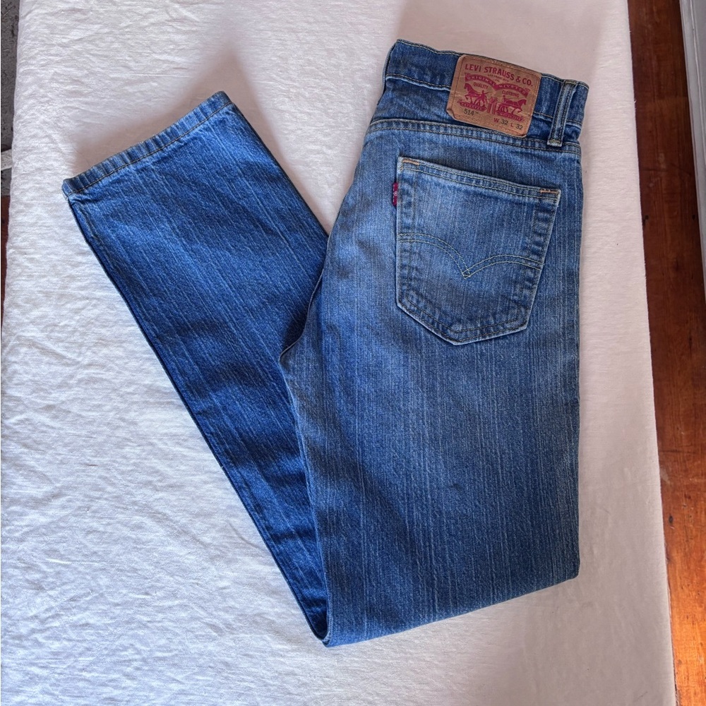 Men’s Levi’s 514 Slim Straight Leg Blue Jeans Medium Wash 32x32